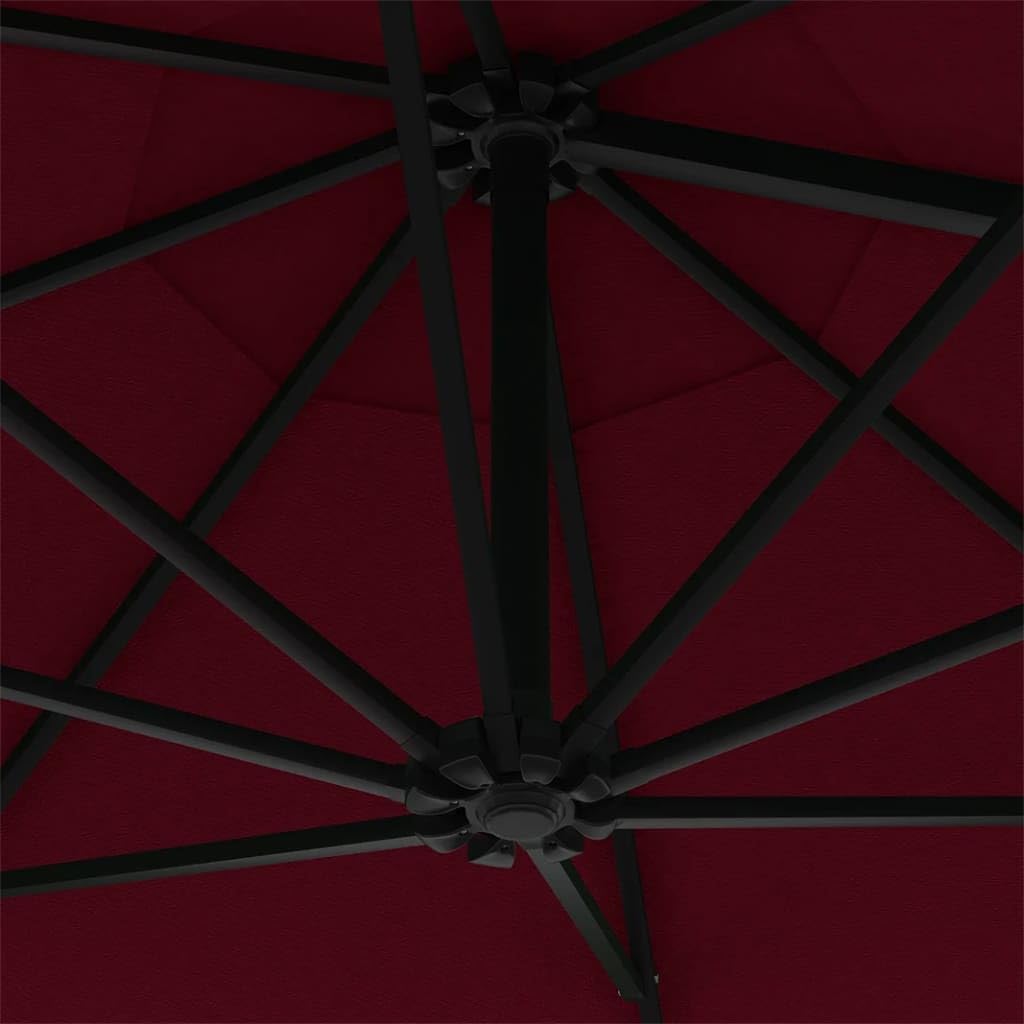 Sombrilla de Pared con Mecanismo de Manivela, Parasol de Poliéster con Protección UV, Inclinación Ajustable para Jardín, 8 Varillas de Acero, Fácil Montaje y Limpieza, Ideal