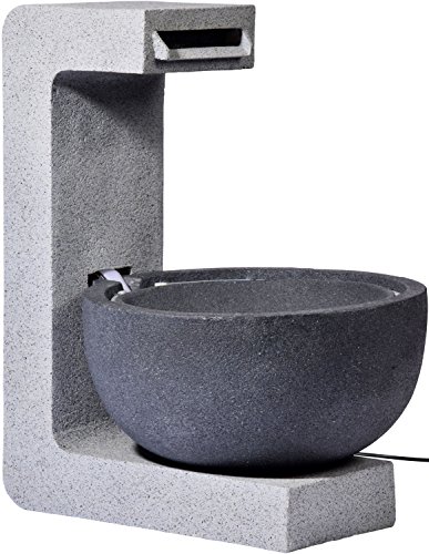 dobar® 96120e Großer Design Gartenbrunnen Juno | Terrassenbrunnen mit LED-Beleuchtung | Wasserfall aus Polyresin | Springbrunnen Outdoor | Dekorativer Zierbrunnen | 52 x 44 x 65 cm Grau/Hellgrau