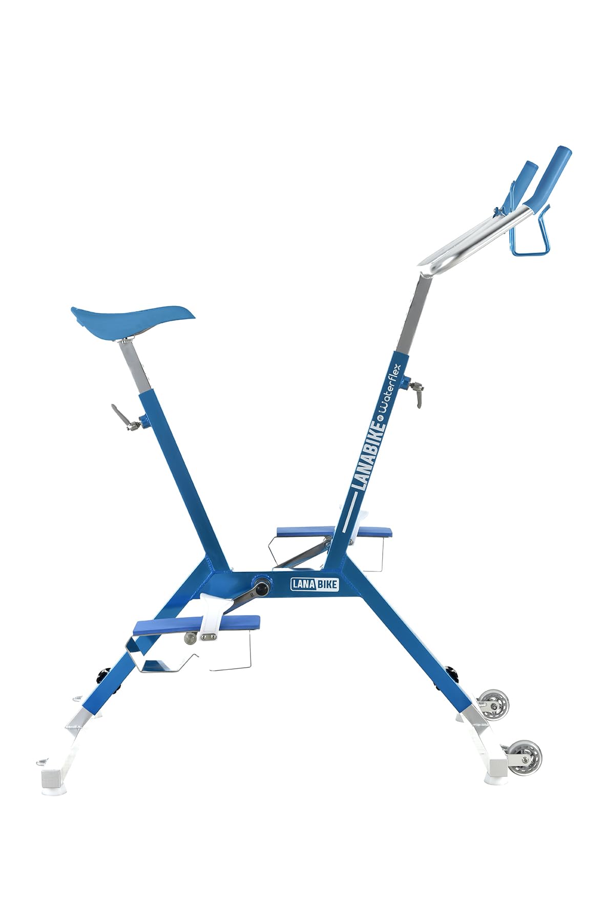 Aquabike Lanabike - Vélo Aquatique pour Piscine - Tout Bassin - Selle Ergonomique - Guidon Sport - Pédales Antidérapantes - Réglages Click & Turn - Bleu - Waterflex, Large, (WX-LANA-BL)