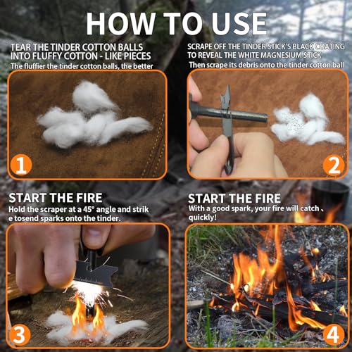33PCS Fire Starter Survival Kit with 3 Ferro Rods & Striker Tinder - Image 2