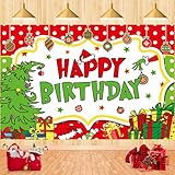 Merry Christmas Banner Decorations Red Birthday Backdrop for Family Gathering Photography Decoration Xmas Holiday Happy New Year Sign Poster Background Decor Supplies 5x3ft