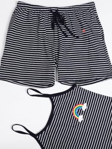 Image of Evolove Women's Cotton Slip & Short Set Sleevesless Round Neck Night Suit Set Super Soft Comfortable (Slip-NS)