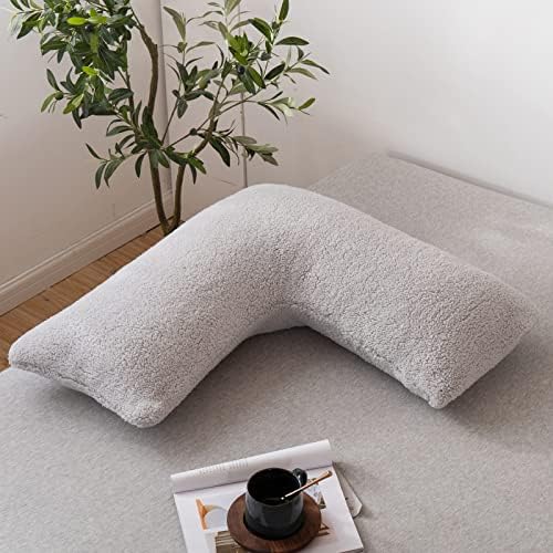 LSC Pregnancy V Pillow Teddy Fleece V Shaped Pillow with Pillowcase