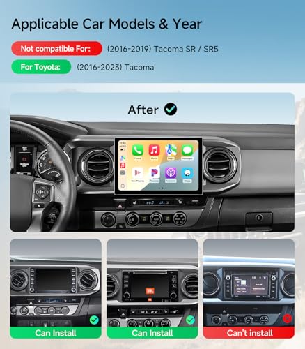 Image of Car Radio Stereo for Toyota Tacoma 2016-2023, Wireless CarPlay Android Auto | 11.5'' IPS HD touchscreen, 64G storage, 5G WiFi GPS navigation, phone link, Bluetooth, AM FM SWC, 1080P backup camera
