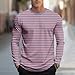 Mens Cotton Striped Crewneck Long Sleeve T-Shirt Basic Daily Home Blouses Stripe Shirts Fall Fashion Pullover Tops Pink