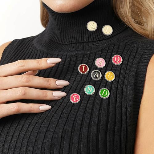 Image of 26 Pack Enamel Initial Brooches Pins Set Cute Colorful Letters Lapel Pin Brooch Badges Funny Pins for Backpacks Badges Jackets Hats Accessories for Women Men Gold Silver