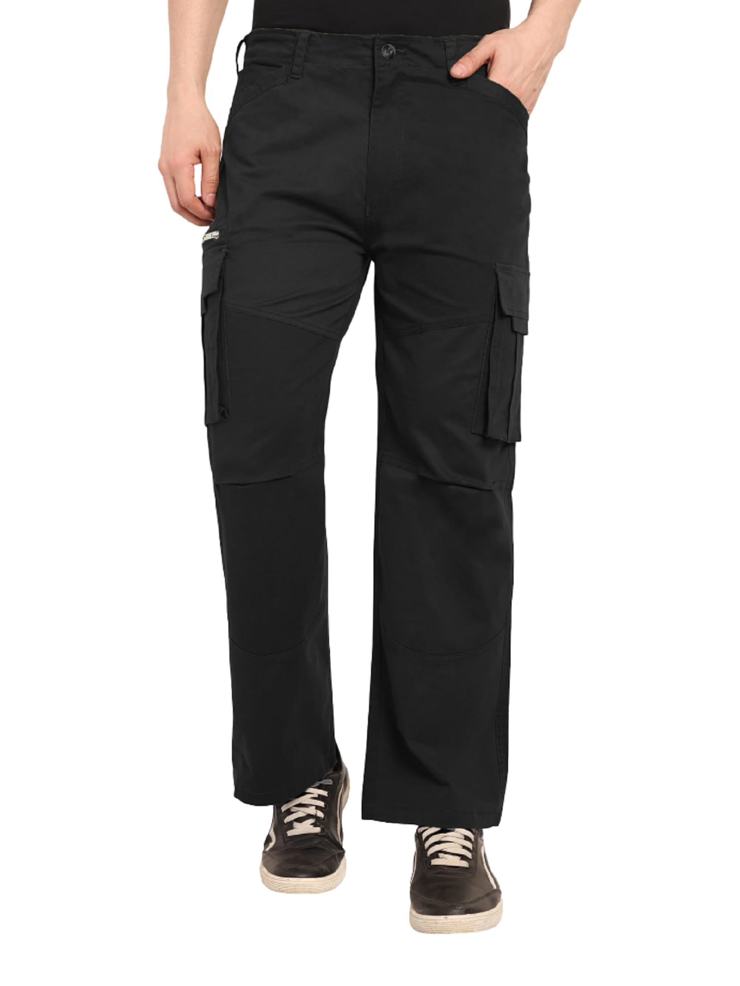 Men's Cotton Blend Cargo Track Pants | Stretchable Multi Pocket Trousers | Relaxed Fit Gym Training Bottoms | Outdoor Travel Streetwear Utility Cargo Pant with Button Closure-picture-50