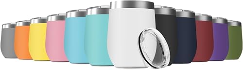 Deitybless Vaso de vino de 12 onzas con tapa vaso de vino de acero inoxidable doble pared aislada al vacío taza de viaje sin tallo juego de 6 disponible en Yaxa Colombia