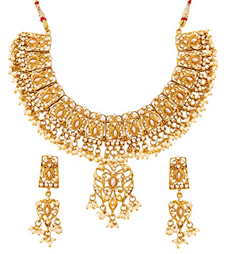 Touchstone Mughal Indio Bollywood Perlas de imitación Cristales Blancos Antiguo Collar de...