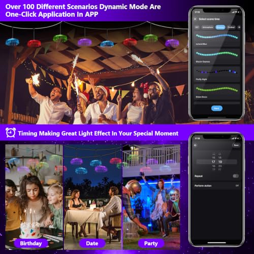 Image of AZIMOM Smart 18ft 10pcs Fiber Optic Jellyfish Lamp APP Control Timing Music Sync RGBW Colorful IP67 Waterproof Outdoor Fairy Hanging String Light Garden Trees Christmas Party Wedding Ceiling Decor
