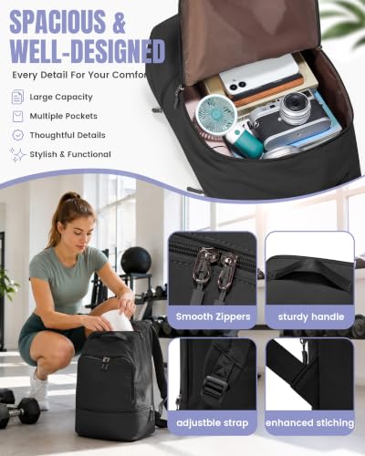 Image of Gym Backpack for Women Lightweight Sports Casual Daypack Black