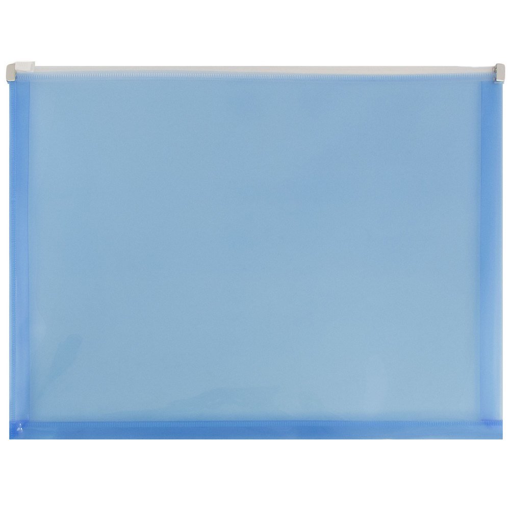 JAM PAPER Plastic Envelopes with Zip Closure - Letter Booklet - 9 3/4 x 13 - Blue - 12/Pack