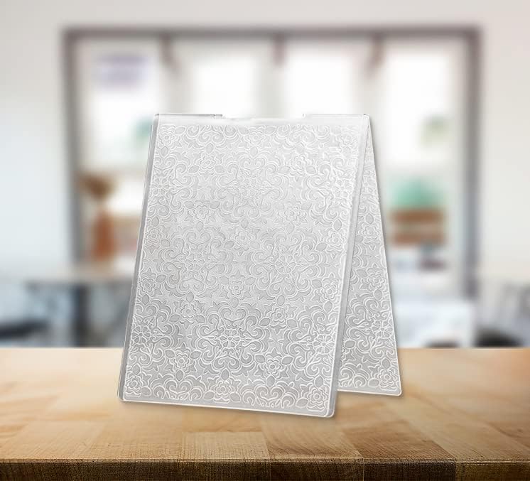 Miniatura 5 de ALIBBON Carpetas de plástico con fondo de flores para hacer tarjetas, carpetas de estampado con marco de flores para álbumes de recortes, carpetas