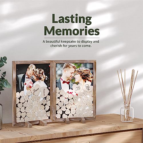 Glm Wedding Guest Book Alternative With Sign, 160 Hearts And 4 Large Hearts, Guest Book Wedding Reception, Rustic Wedding Decorations For Reception, Wedding Decor (Brown) #TOP7