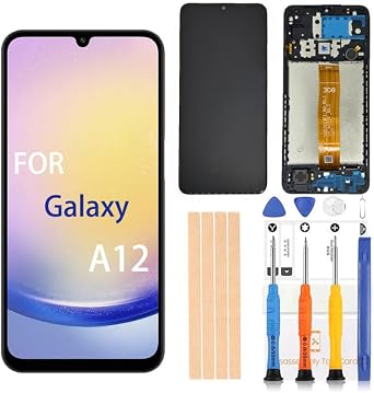OEM for Samsung Galaxy A12 Screen Replacement 6.5 inch A125U1 a125a A125W LCD Display digitizer Touch Screen Assembly with Full Accessories SM-A12 Screen Black with Frame