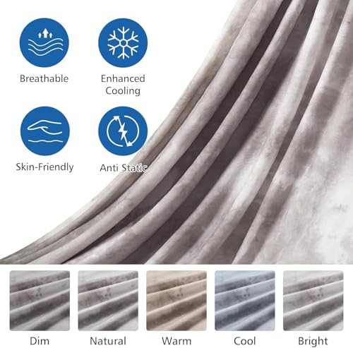EMME Kühldecke Kühlende Decke, Arc-Chill Q-Max0.5, 152 x 203 cm, 2 in 1 Doppelseitige Dünne Sommerdecke, Leicht Atmungsaktiv Tagesdecken, Sofa Decken,Bettüberwurf Kuscheldecke,Aquarell Grau
