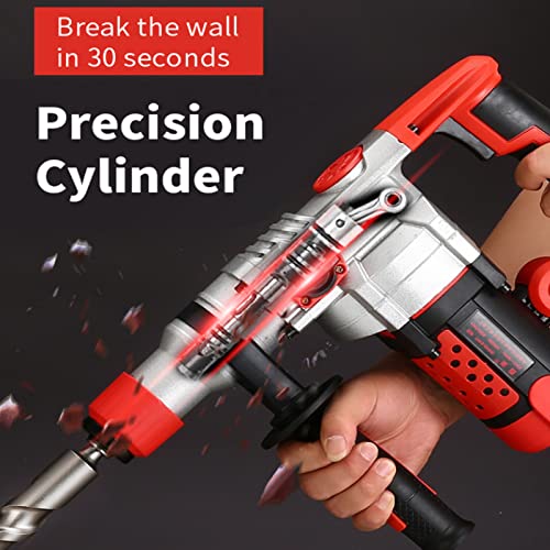 Professional Stemmhammer,1400w Schlagbohrhammer 0-800u/M, 4 In 1 Multifunktionale Abbruchhammer Bohren/Hammerbohren… – Bild 4