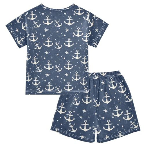 ALAZA Vintage Anchor Stars Pajama Set Short Sleeve Sleepwear Soft Lounge Nightwear2