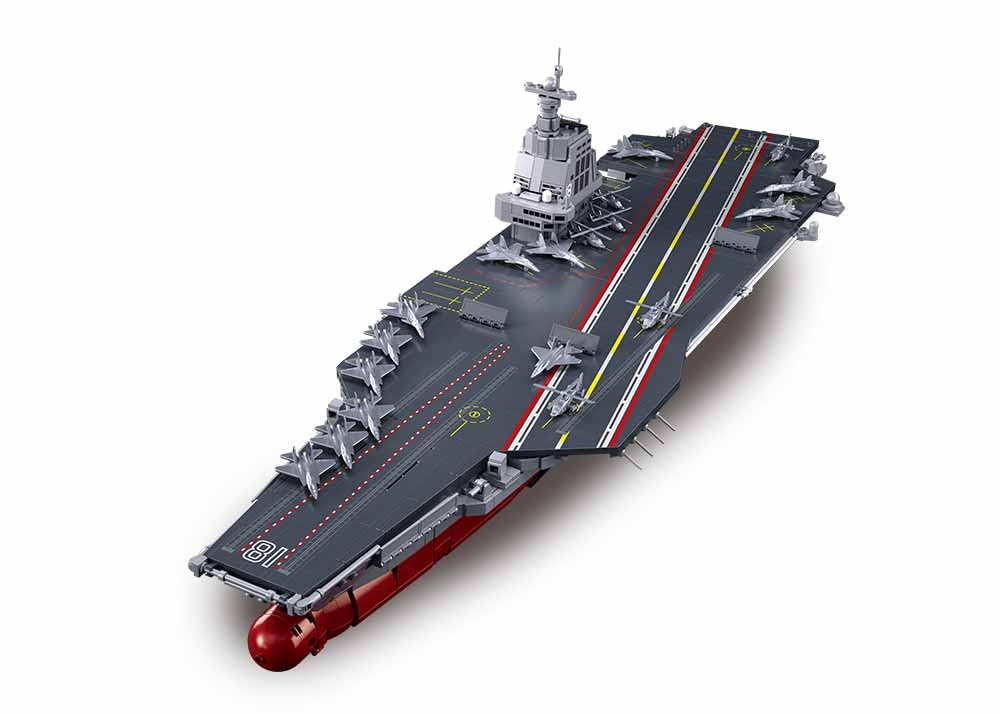 Sluban Fujian M38-B1188 - Set di modelli portaerei, scala 1:450, 1312 pezzi, nave da guerra marina