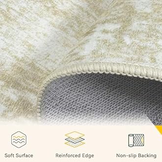 RELEANY Washable Area Rugs 5'x7' Non-Slip Modern Abstract Soft for Living Room Entryway Bedroom Nursery, Print Pattern, Beige Cream Brown