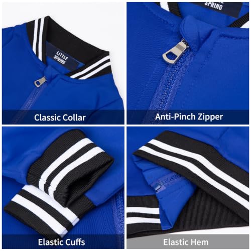 Image of LittleSpring Boys Girls Varsity Baseball Jacket Zip Up Bomber Jacket Thin 2-10Years