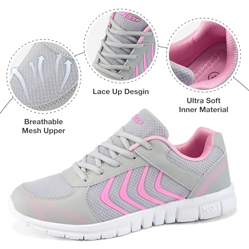 Image of DUOYANGJIASHA Lightweight Walking Shoes for Women: Comfortable & Breathable Mesh Fashion Sneakers for Daily Wear - Casual Non Slip Tennis Shoes for Workout Gym Travel