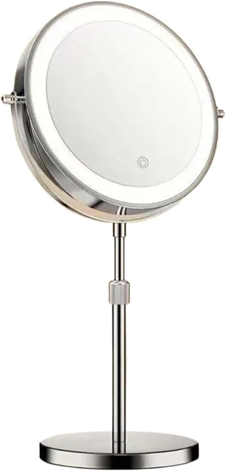 Double Sided Vanity Mirror Including 3X Magnification Adjustable Height and LED