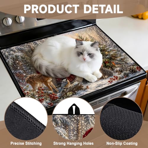 Image of Stove Top Cover for Electric Stove: 28''x20'' Stove Cover Elevate Your Kitchen Reliable Heat Protection,Non-Slip Kitchen Decor (Santa)