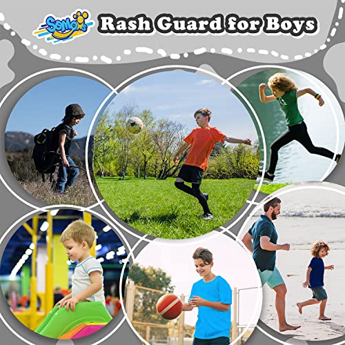 Image of Boys Rash Guard Short Sleeve, Black UPF 50+ Sun Protection Rashguard Slim Fit Swim Shirt Fishing Surf Quick Dry Cool Beach Clothes for Toddler Youth Kids Size 5-6 Years