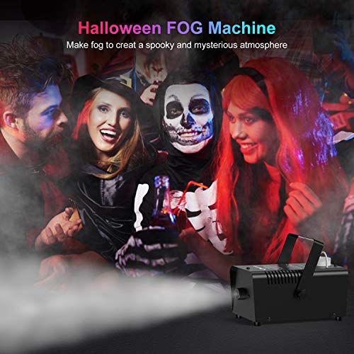Upgraded Fog Machine with Continuous Fog, Fansteck Halloween Smoke Machine Professional Time Control One Key to Get 30S 60S 80S 3 Modes Continuous Spray, Wireless Control/Over Temperature Protection