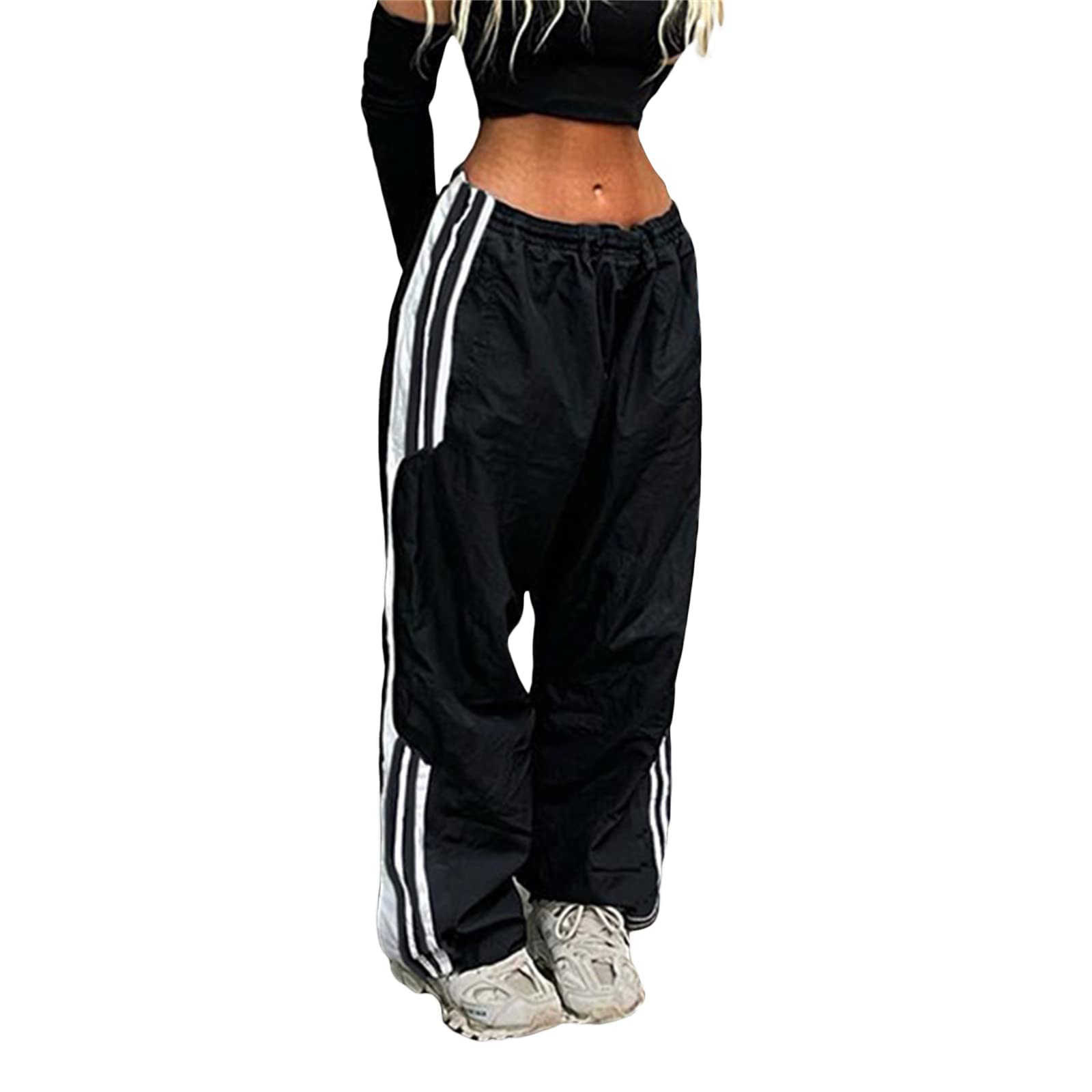 UAURORAOWomen Streetwear Sweatpants Elastic Waist Loose Wide Leg Joggers Y2k Star Print Baggy Cargo Pants Punk Harajuku 90s