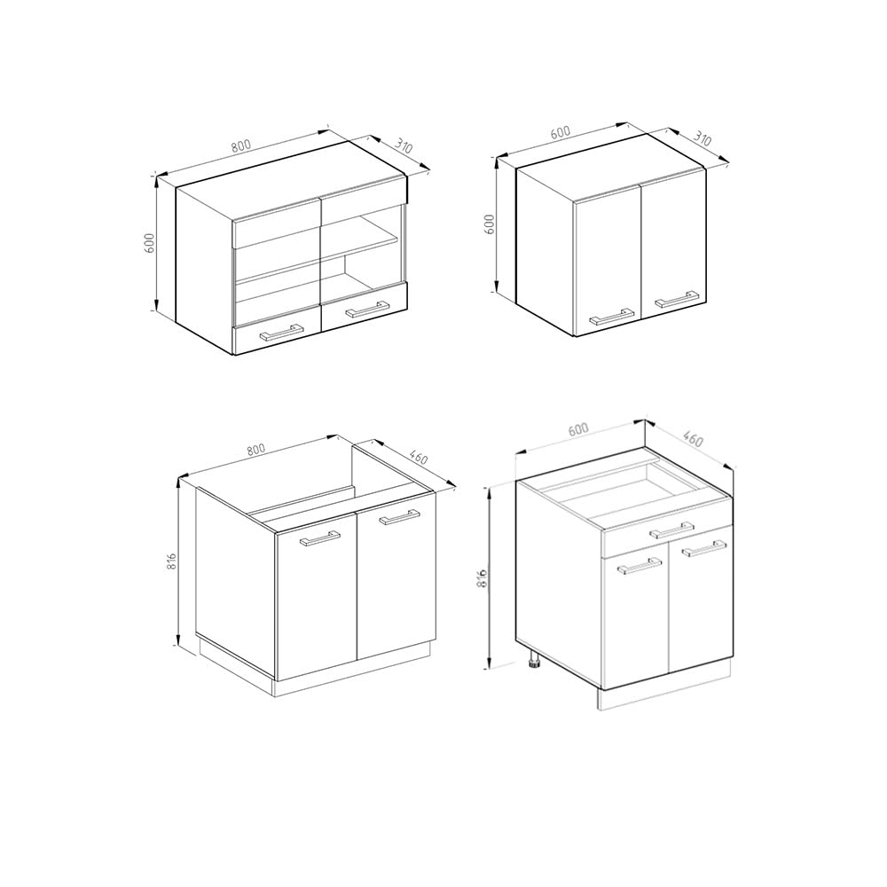 Vicco Singleküche R-Line, Rot/Anthrazit, 140 cm J-Shape, geeignet für Flexible Küchenanordnung und Erweiterungsmodule