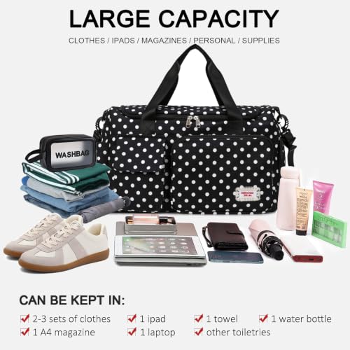 Image of Small Gym Bag for Women, Travel Duffle Bag Carry On Weekender Bag with Shoe Compartment