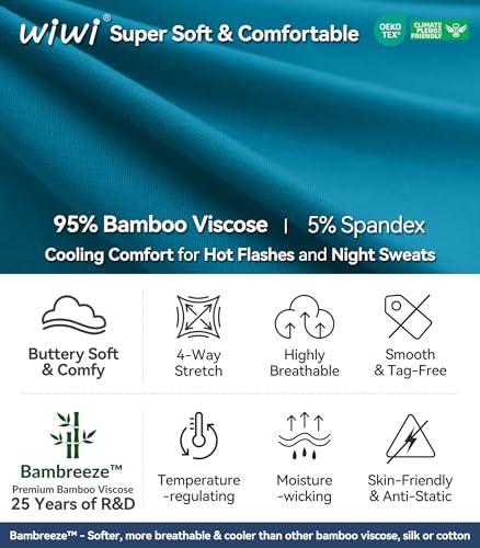 Image of WiWi Viscose from Bamboo Pajamas Set for Women Super Soft Short Sleeve Cooling Summer Plus Size Pjs Sets Sleepwear S-4X