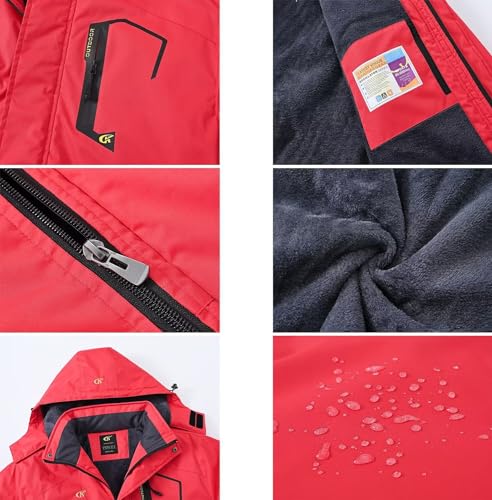 Image of QPNGRP Mens Waterproof Fleece Ski Jacket Windproof Winter Snow Coat