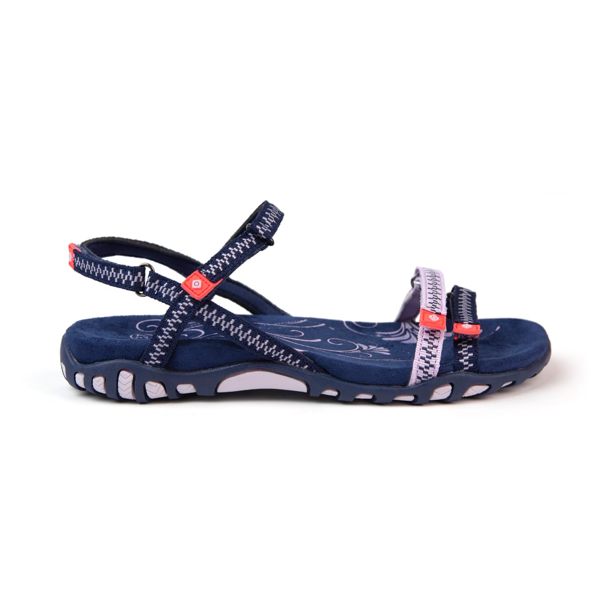 Izas Sandalias de Senderismo para Mujer, Deportivas y Cómodas - Sandalias Planas de Verano para Trekking y Caminar, Diseño Ergonómico con 4 Ajustadores. Color Azul, Gris y Rosa Talla 37