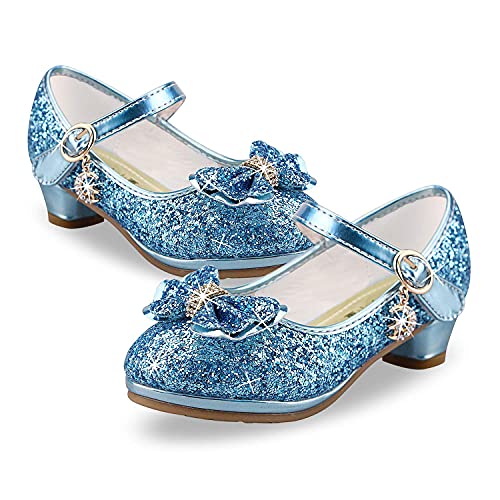 Girls Princess Shoes Sequins Sweet Bows High Heels Wedding Party Dress Shoes Dance Bright Diamond Cosplay Christmas Festival Shoes Pink Blue Purple Gold Silver - Image 7