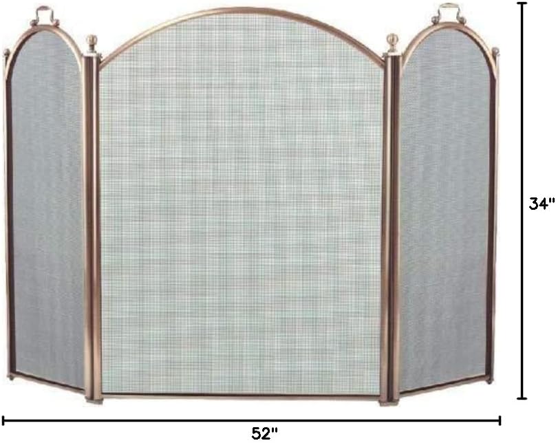 Antique Brass 3 Fold Arched Screen - 34 inch
