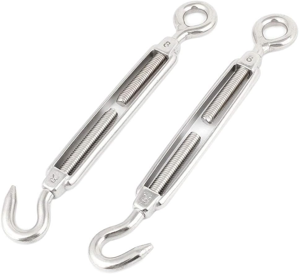 ENGARC Galvanized Turnbuckle Hook and Eye Duty Wire Rope Tension (1, M8)
