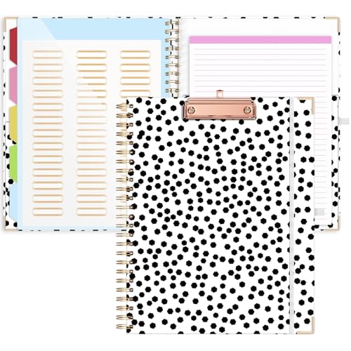 Porte-bloc avec rangement EYROZILL format lettre à motif pois pour bureau et école