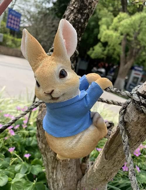 Rabbit Figurines Hanging Animal Statue, Mini Garden Statues Hanging Bunny, Creative Hanging Resin Rabbit Flower Pot Hugger Planter Edge Decor for Yard Home Garden Patio and Office (2PCS)