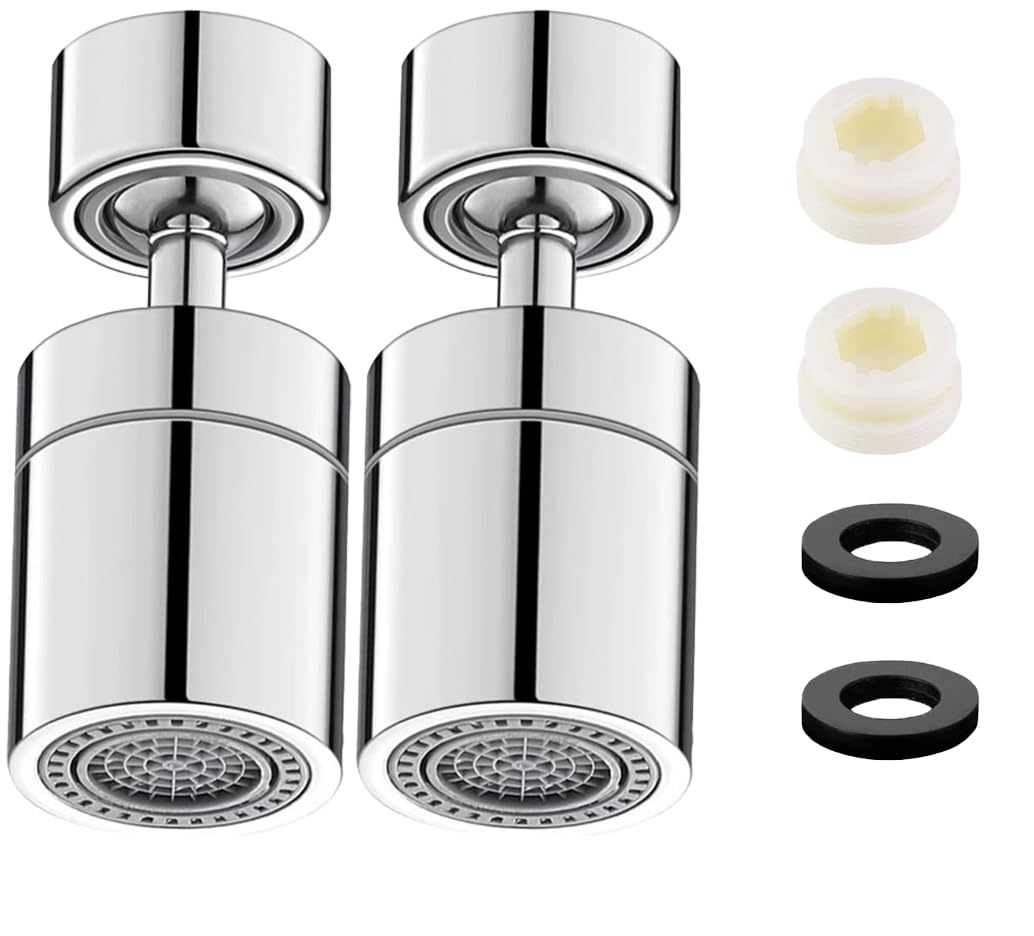 Kitchen Sink Faucet Aerator,2 PCS Kitchen Tap Spray Head 360°Swivel Adjustable Sink Faucet Head Replacement Dual Function 2 Sprayer Modes Tap Aerator Universal Tap Adapter Attachment