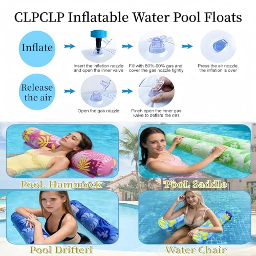 CLPCLP 5 Pack Inflatable Pool Floats Adult, 4-in-1 Water Hammock - image 6