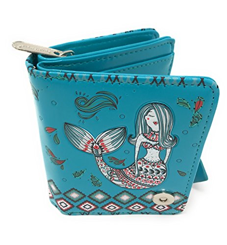 Shag Wear Mermaid Garden Small Zipper Women's Wallet (Teal)