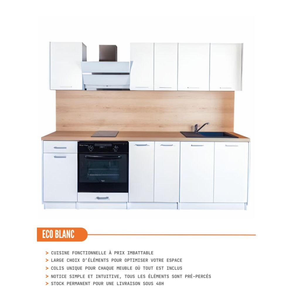 Cuisineandcie - Meuble pour Four encastrable Eco Blanc L 60 cm