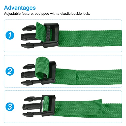 Image of MECCANIXITY Utility Strap with Buckle 1x98 Inch Polyester Quick Release Adjustable Belt for Travel Outdoor Bag Luggage Packing (Green, Pack of 2)