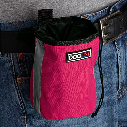 Image of Dogline Dog Treat Pouch: Puppy Training Bag, Pet Kibbles and Snacks Holder, Litter Waste Bags Dispenser with Adjustable Drawstring Closure, Large Capacity with Mesh Pocket, Strong Nylon Material