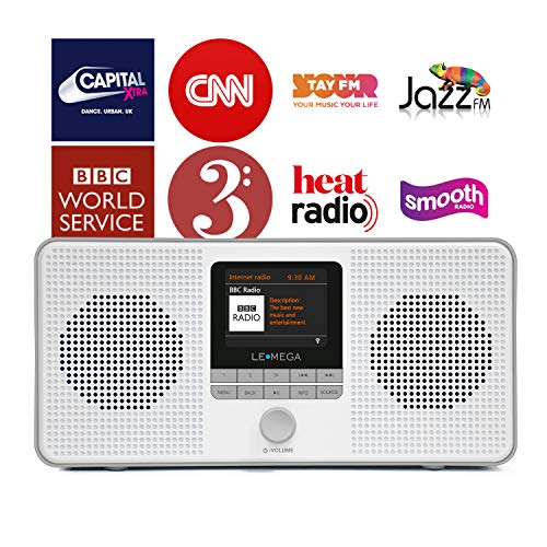 LEMEGA IR4 Portable Stereo Internet Radio,FM Digital Radio,WIFI,Spotify Connect,Bluetooth,Dual Alarms&Clock,Kitchen/Sleep/Snooze Timer,40 Pre-sets,Headphones,Built-in Battery and USB Powered-Cold Gray - Thumbnail 3