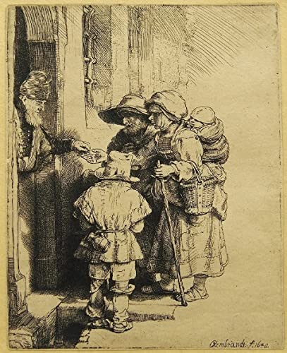 Impression d'Affiches Toile Rembrandt Joueur de Roue Aveugle Peinture Portrait Décoration 60x90