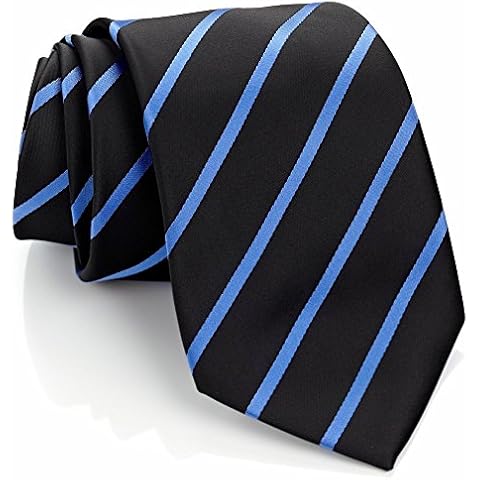 Scott Allan Collection Classic Stripe Black Tie for Men | Ties for Men Black and Blue Necktie | Corbatas Para Hombre Elegantes Cover